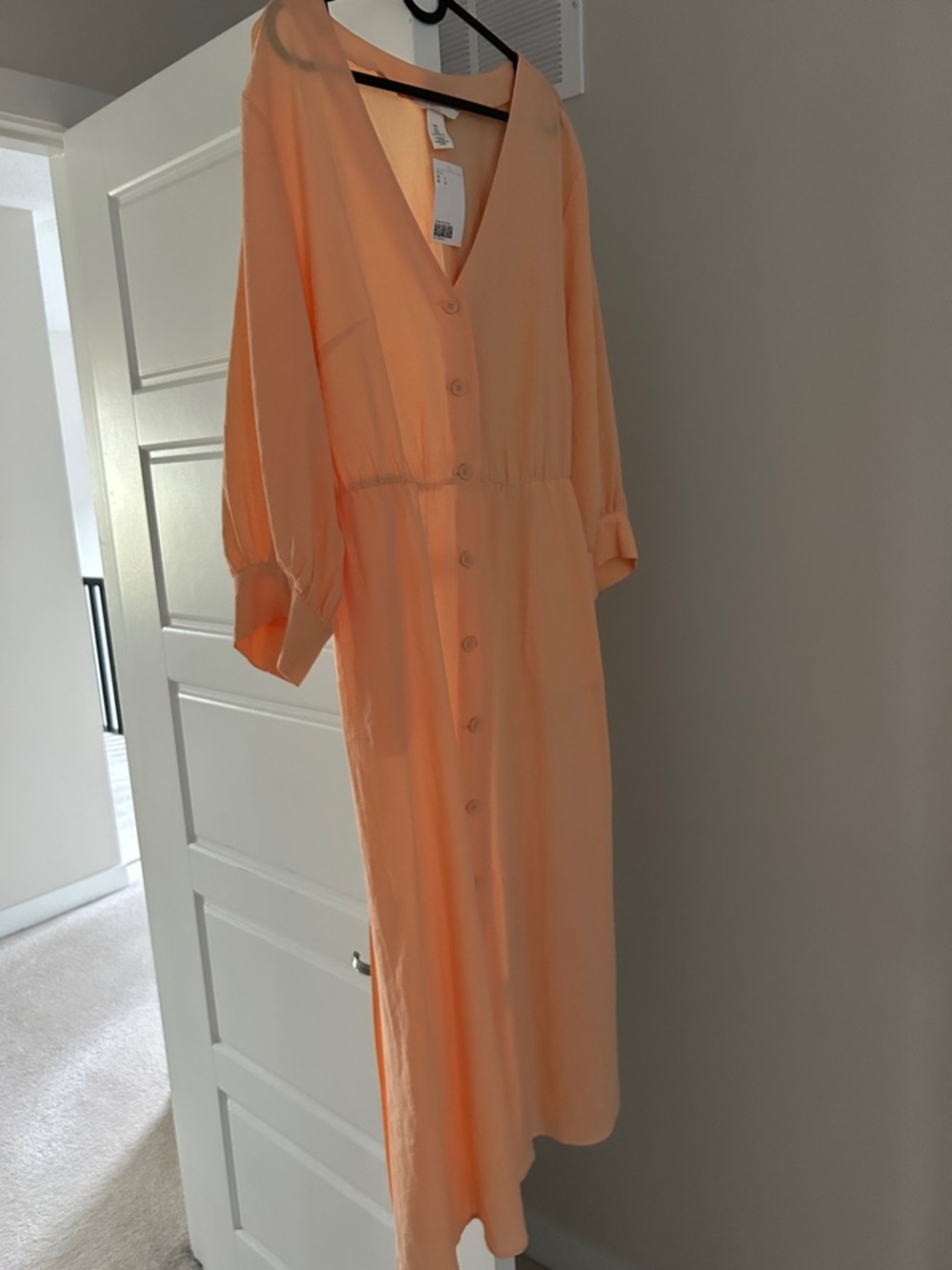 H&M Peach V-Neck Button Front Dress